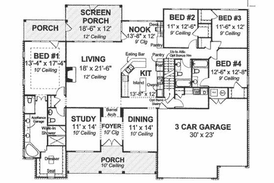 Floor Plan - Main Floor for Country House Plan #20-1676 - 4 bed, 4 bath