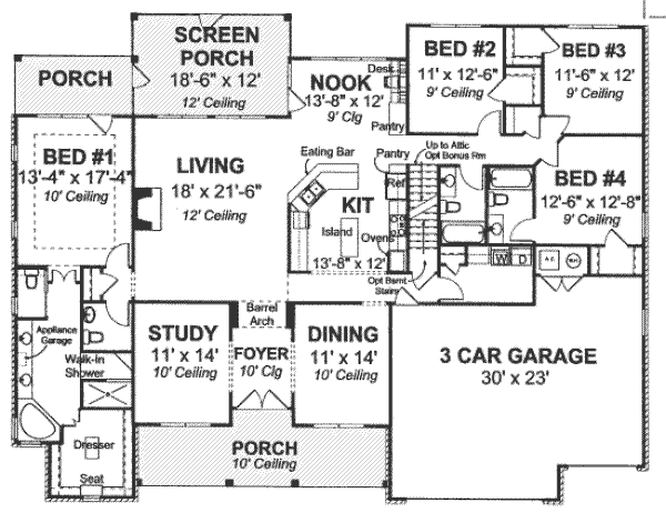 House Plan Design - Country Floor Plan - Main Floor Plan #20-1676
