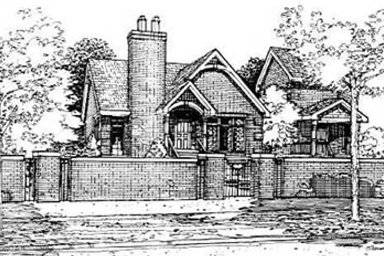 Exterior - Front Elevation for European House Plan #50-225 - 3 bed, 2.5 bath