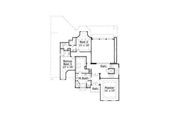Floor Plan - Upper Floor for European House Plan #411-215 - 2 bed, 2 bath