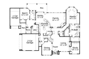 Floor Plan - Main Floor for European House Plan #411-199 - 5 bed, 4 bath