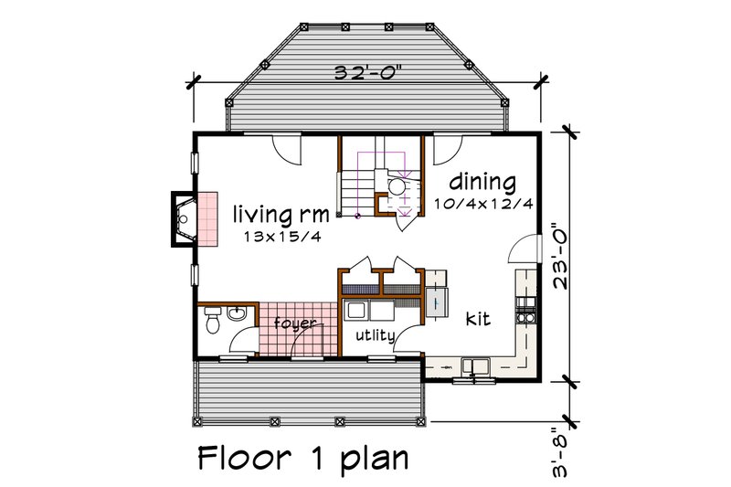 Dream House Plan - Floor Plan - Main Floor for Farmhouse House Plan #79-189 - 3 bed, 2.5 bath