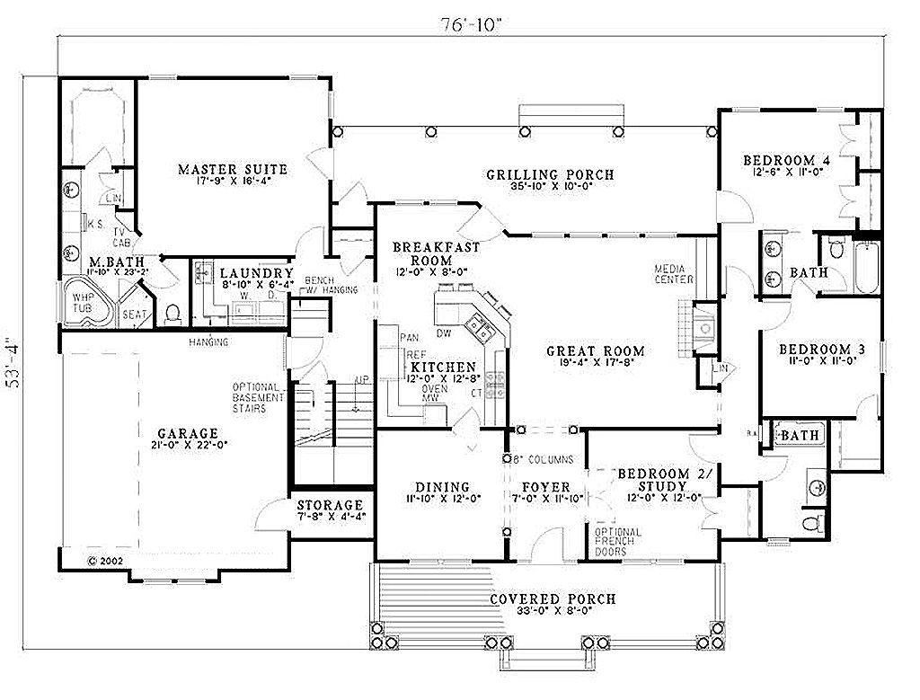 Southern Style House Plan 4 Beds 3 Baths 2373 Sq Ft Plan 17 2149