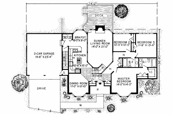 Floor Plan - Main Floor for Traditional House Plan #312-178 - 3 bed, 2 bath