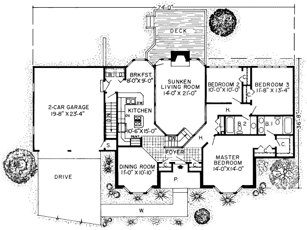 Floor Plan - Main Floor for Traditional House Plan #312-178 - 3 bed, 2 bath