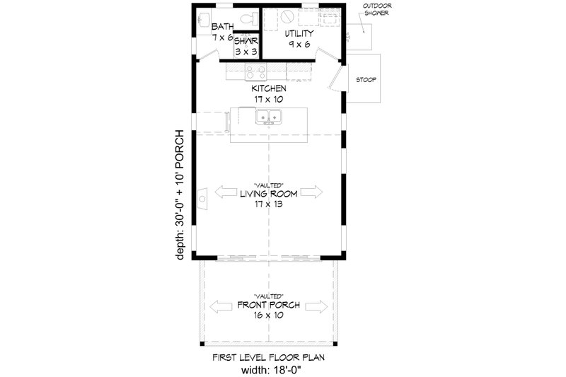 Dream House Plan - Floor Plan - Main Floor for Contemporary House Plan #932-1126 - 1 bed, 1 bath