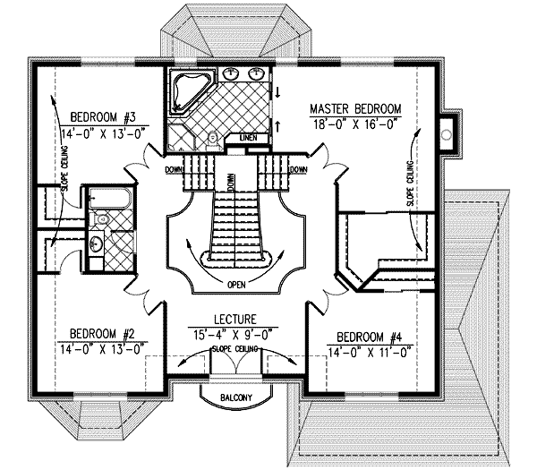 European Floor Plan - Upper Floor Plan #138-122