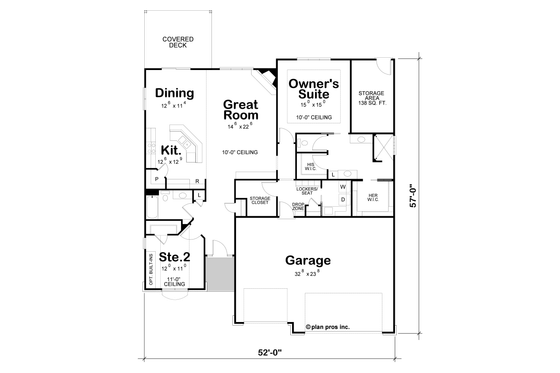 Floor Plan - Main Floor for Traditional House Plan #20-2089 - 2 bed, 2 bath