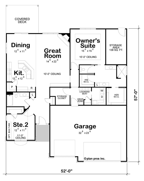 Architectural House Design - Floor Plan - Main Floor for Traditional House Plan #20-2089 - 2 bed, 2 bath