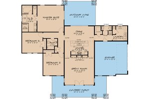 Floor Plan - Main Floor for Modern House Plan #17-2591 - 3 bed, 2.5 bath