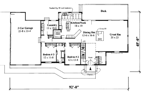 Floor Plan - Main Floor for Traditional House Plan #75-136 - 3 bed, 2.5 bath