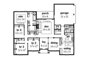 Floor Plan - Main Floor for European House Plan #16-294 - 4 bed, 2.5 bath