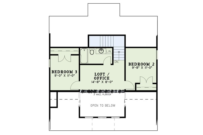 House Design - Floor Plan - Upper Floor for Colonial House Plan #17-237 - 3 bed, 2.5 bath