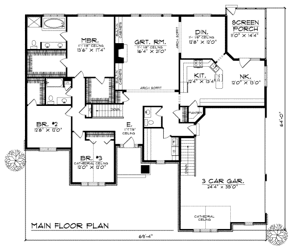 House Plan Design - Traditional Floor Plan - Main Floor Plan #70-393