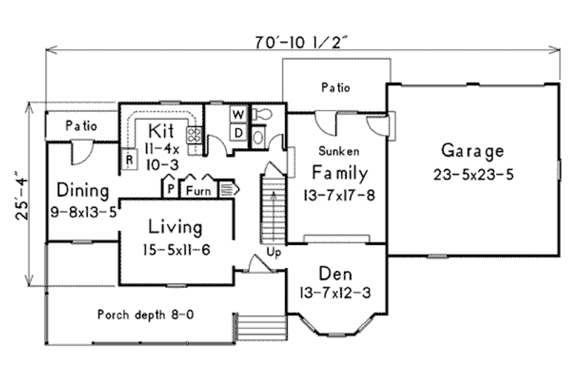 Architectural House Design - Floor Plan - Main Floor for Traditional House Plan #57-229 - 3 bed, 2.5 bath
