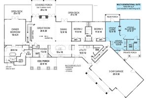 Floor Plan - Main Floor for Ranch House Plan #119-430 - 3 bed, 2.5 bath