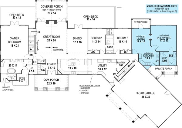 Ranch Floor Plan - Main Floor Plan #119-430