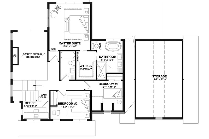 Architectural House Design - Floor Plan - Upper Floor for Farmhouse House Plan #23-2833 - 3 bed, 2.5 bath