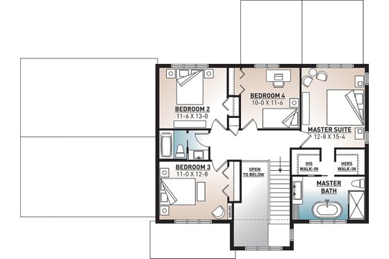 Floor Plan - Upper Floor for Craftsman House Plan #23-2724 - 4 bed, 2.5 bath