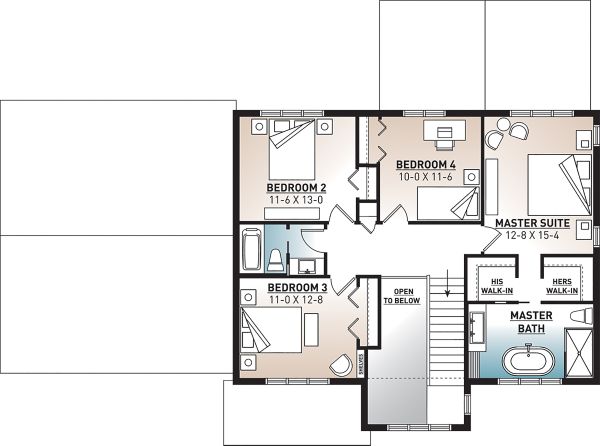 House Blueprint - Craftsman Floor Plan - Upper Floor Plan #23-2724