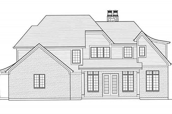 Exterior - Rear Elevation for European House Plan #46-486 - 4 bed, 3.5 bath