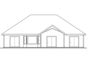 Exterior - Rear Elevation for Mediterranean House Plan #124-1021 - 3 bed, 2 bath