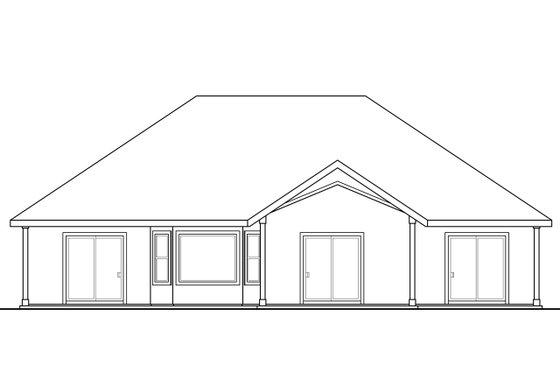 Exterior - Rear Elevation for Mediterranean House Plan #124-1021 - 3 bed, 2 bath