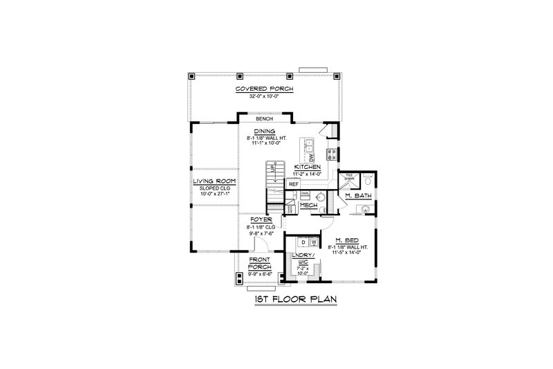 Architectural House Design - Floor Plan - Main Floor for Modern House Plan #1064-153 - 3 bed, 2 bath