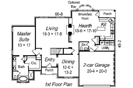 Floor Plan - Main Floor for European House Plan #329-265 - 4 bed, 2.5 bath