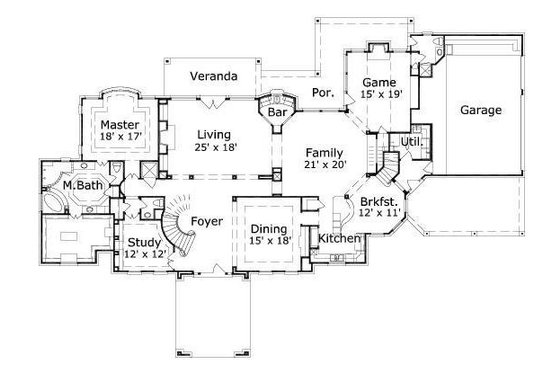 Floor Plan - Main Floor for Traditional House Plan #411-758 - 5 bed, 6.5 bath