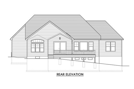Exterior - Rear Elevation for Ranch House Plan #1010-235 - 4 bed, 3 bath