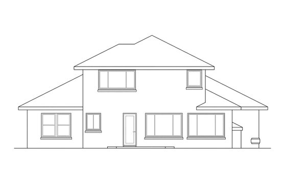 Exterior - Rear Elevation for Mediterranean House Plan #124-299 - 4 bed, 3 bath