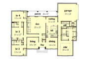 European Style House Plan - 4 Beds 3.5 Baths 3128 Sq/Ft Plan #16-178 