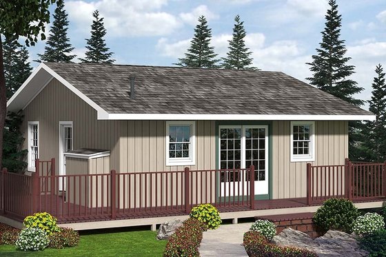Exterior - Front Elevation for Cabin House Plan #312-721 - 2 bed, 1 bath