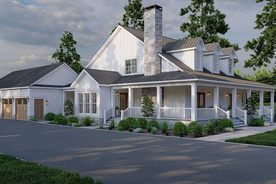 Exterior - Front Elevation 3 for Farmhouse House Plan #923-318 - 3 bed, 3 bath