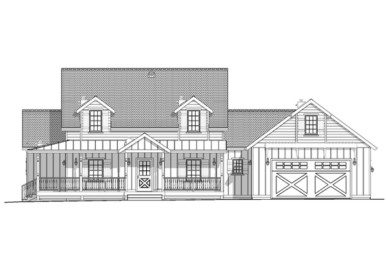 Exterior - Front Elevation 3 for Farmhouse House Plan #1099-13 - 4 bed, 2.5 bath