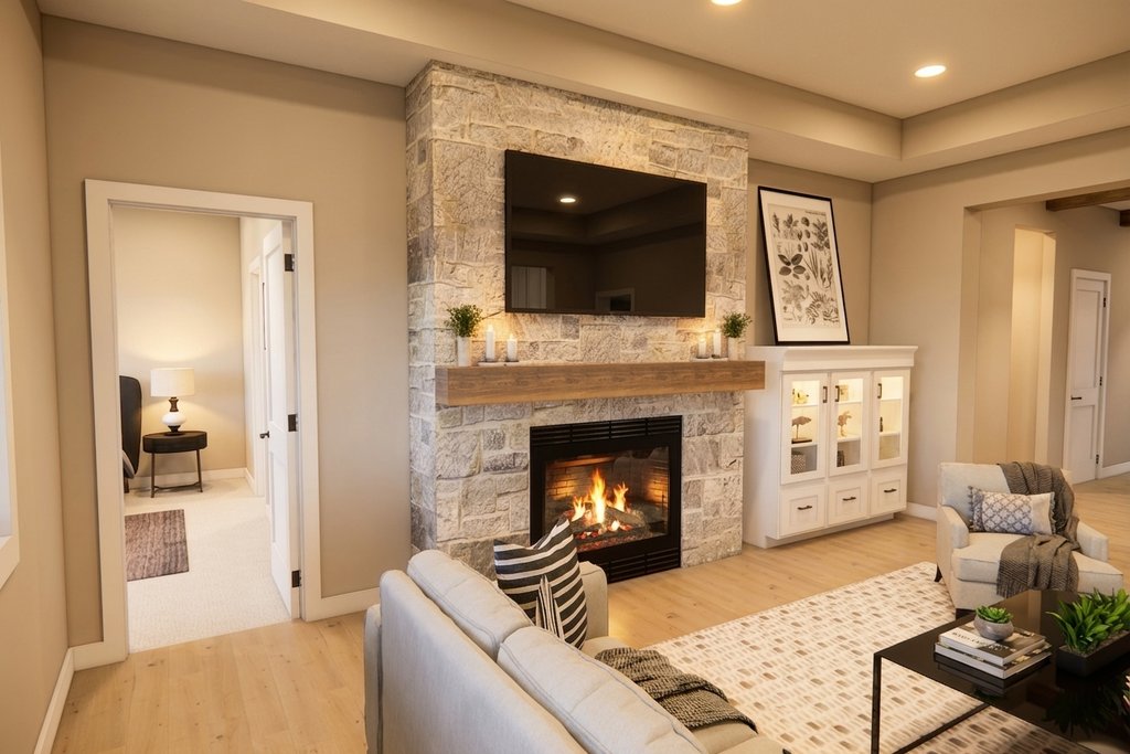 Interior - Family Room 1 for Farmhouse House Plan #51-1520 - 3 bed, 2.5 bath