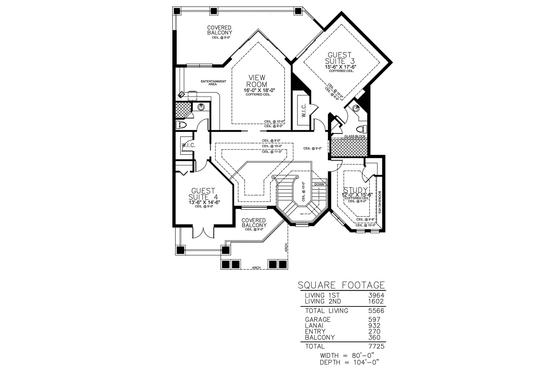 Floor Plan - Upper Floor for Mediterranean House Plan #115-189 - 4 bed, 4.5 bath