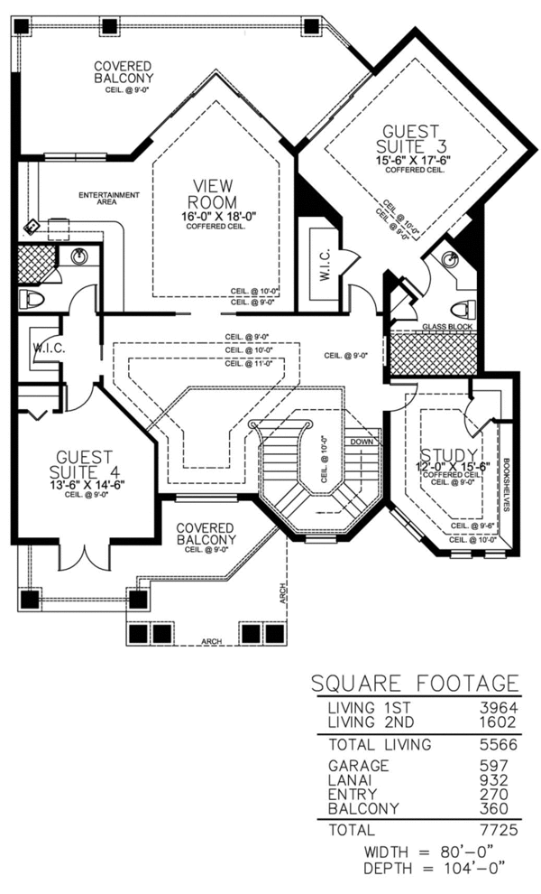 Mediterranean Floor Plan - Upper Floor Plan #115-189