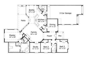 Floor Plan - Main Floor for European House Plan #411-277 - 3 bed, 2 bath