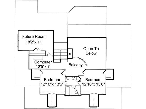 Southern Floor Plan - Upper Floor Plan #37-225