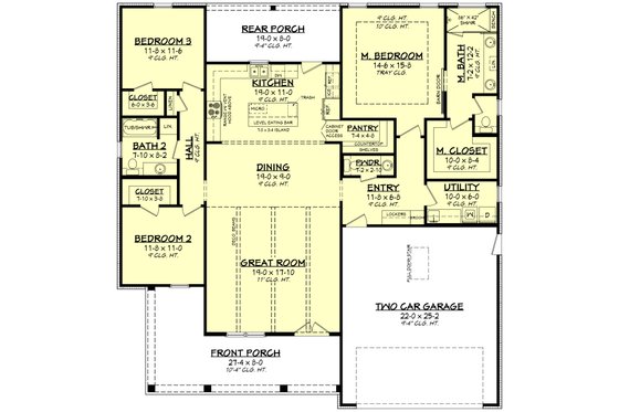 Floor Plan - Main Floor for Farmhouse House Plan #430-264 - 3 bed, 2.5 bath