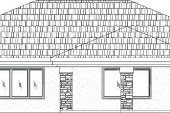 Exterior - Rear Elevation for Adobe / Southwestern House Plan #24-266 - 5 bed, 2 bath