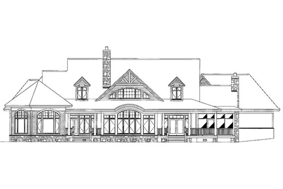 Exterior - Rear Elevation 2 for Ranch House Plan #929-655 - 3 bed, 2.5 bath