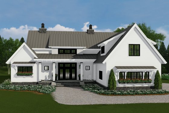 Architectural House Design - Exterior - Front Elevation for Farmhouse House Plan #51-1130 - 4 bed, 3.5 bath