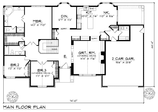 House Plan Design - Traditional Floor Plan - Main Floor Plan #70-363