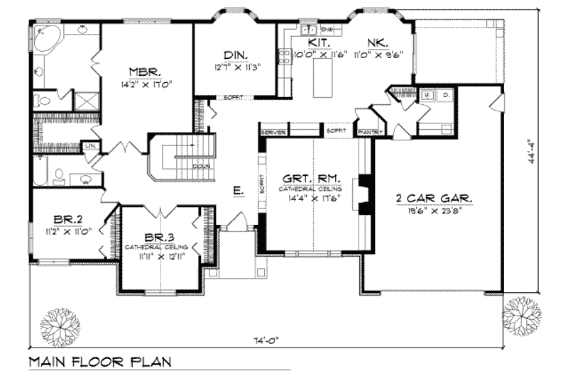 House Plan Design - Floor Plan - Main Floor for Traditional House Plan #70-363 - 3 bed, 2 bath