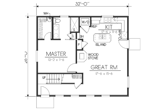 Floor Plan - Main Floor for Modern House Plan #100-464 - 2 bed, 2 bath