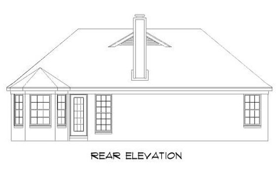 Exterior - Rear Elevation for Traditional House Plan #424-242 - 3 bed, 2 bath