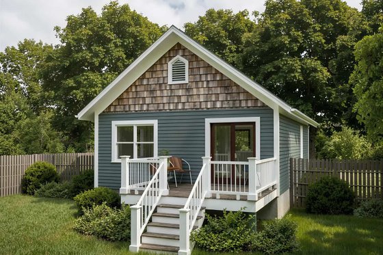 Exterior - Rear Elevation for Bungalow House Plan #79-101 - 2 bed, 1 bath